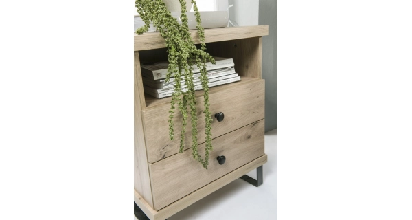 Noční stolek FRAGILIS 2S, dub artisan/černá