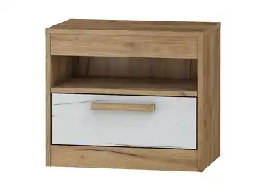 Noční stolek GATTON, craft zlatý/craft bílý