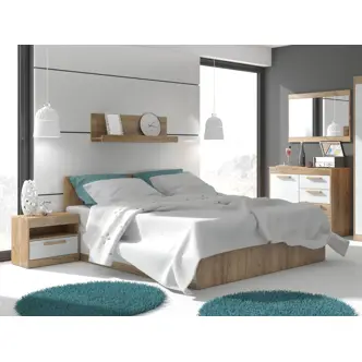 Noční stolek GATTON, craft zlatý/craft bílý