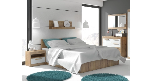 Noční stolek GATTON, craft zlatý/craft bílý