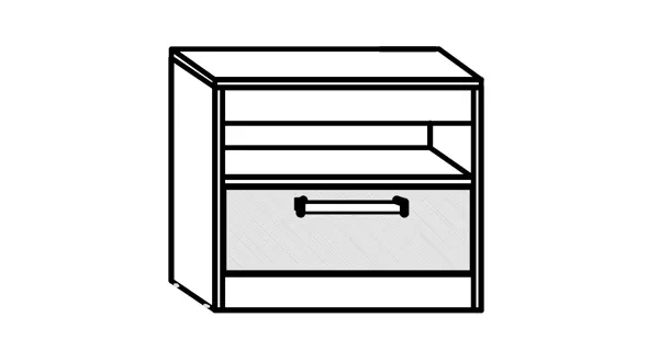 Noční stolek GATTON, dub burgundský/bílý lesk