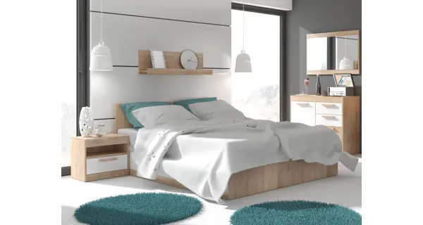 Noční stolek GATTON, dub sonoma/bílý lesk