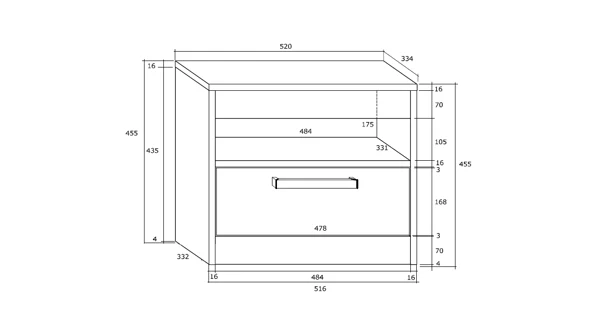 Noční stolek GATTON, dub sonoma/bílý lesk