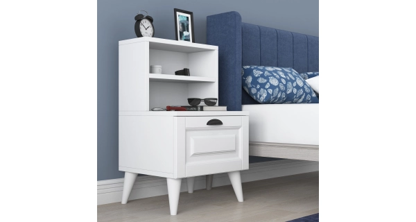 Noční stolek HELNOR, bílá