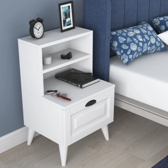 Noční stolek HELNOR, bílá