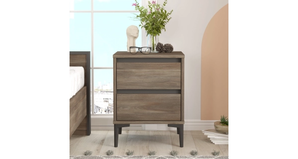 Noční stolek JERLAN, vlašský ořech/antracit