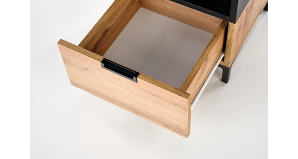 Noční stolek JERSEY, dub wotan/černý