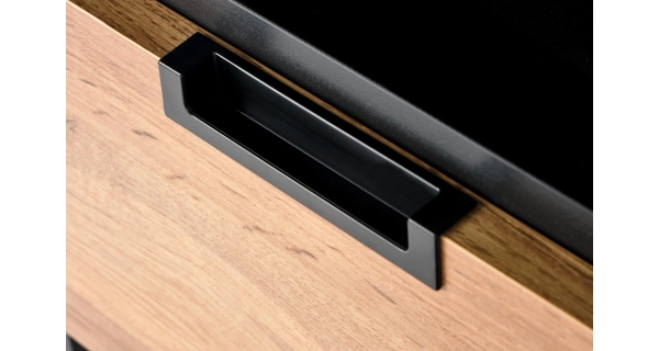 Noční stolek JERSEY, dub wotan/černý