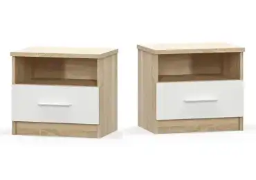 Noční stolek KABIR - 2 ks, dub sonoma/bílá