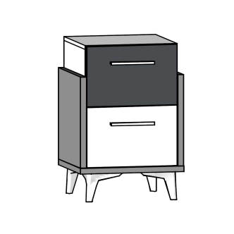 Noční stolek LEPON 45, dub artisan/bílá/fialová, 5 let záruka