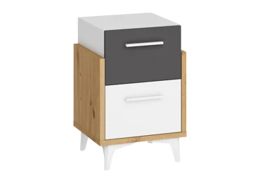 Noční stolek LEPON 45, dub artisan/bílá/grafit