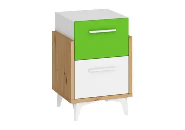Noční stolek LEPON 45, dub artisan/bílá/zelená
