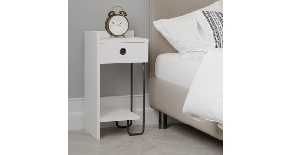 Noční stolek LINMEN, varianta levá, bílá