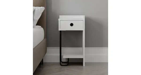 Noční stolek LINMEN, varianta pravá, bílá