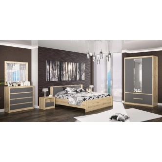 Noční stolek MALAITA - 2 kusy, dub artisan/šedá