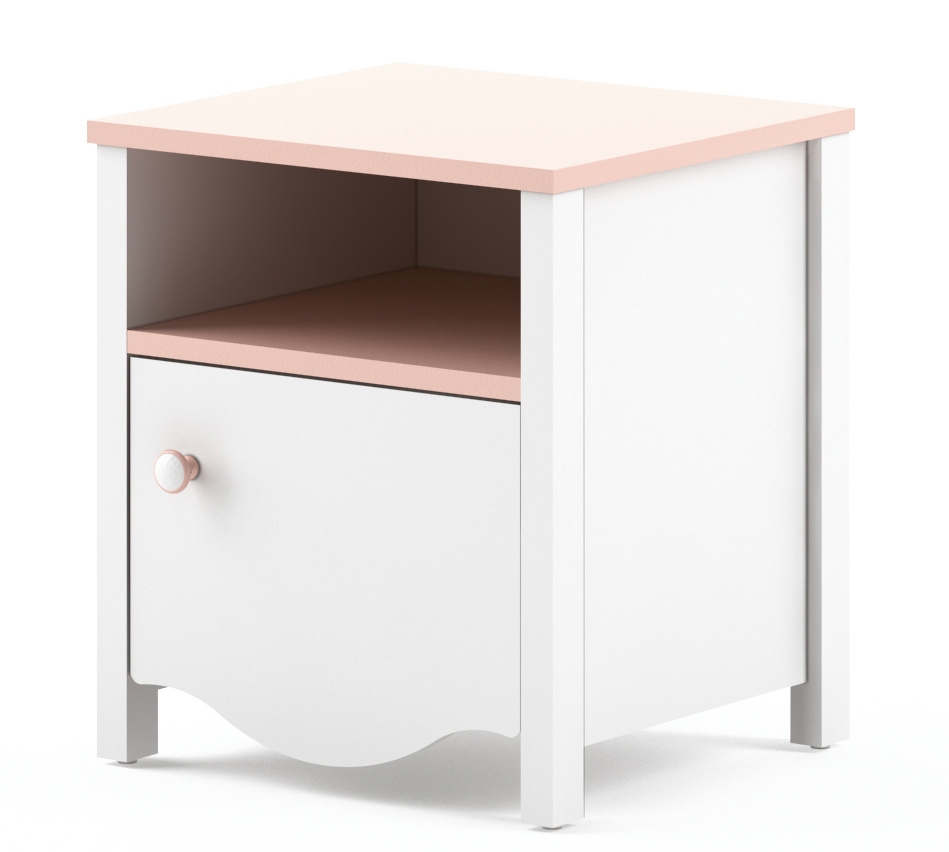 Levně Noční stolek CHAUL, bílý/růžový
