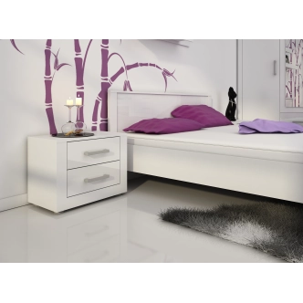 Noční stolek MOLTENO, bílá/bílý lesk, 5 let záruka