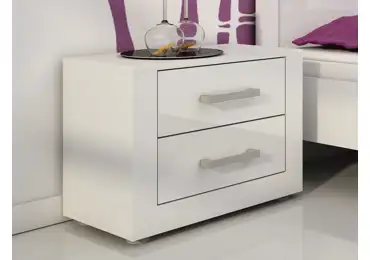 Noční stolek MOLTENO, bílá/bílý lesk