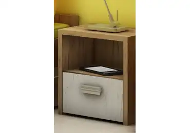 Noční stolek NELLORE, craft zlatý/craft bílý