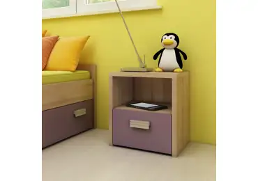 Noční stolek NELLORE, dub sonoma/fialová