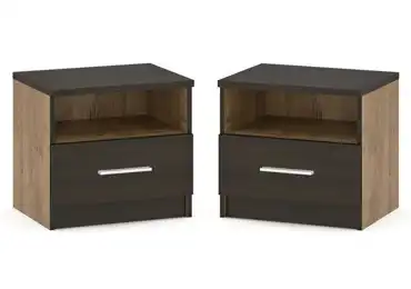 Noční stolek NODULOSA 2 ks, dub april/wenge