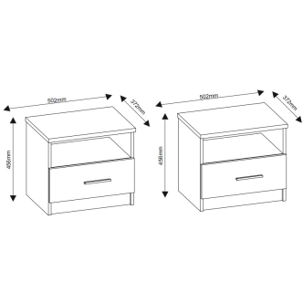 Noční stolek NODULOSA 2 ks, dub april/wenge