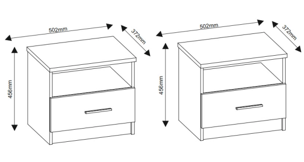 Noční stolek NODULOSA 2 ks, dub april/wenge