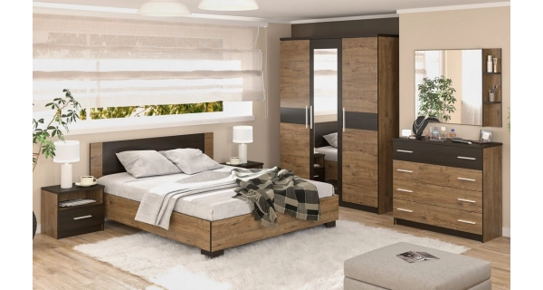 Noční stolek NODULOSA 2 ks, dub april/wenge