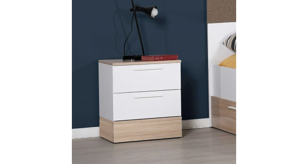 Noční stolek NORICE, italský dub/bílá DOPRODEJ