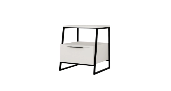 Noční stolek POLITO, bílá/černá