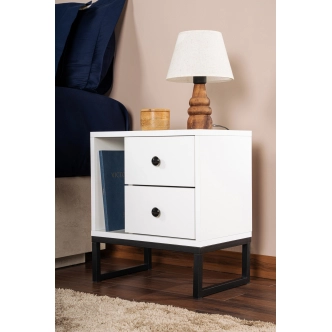 Noční stolek POLSAR, bílá/černá