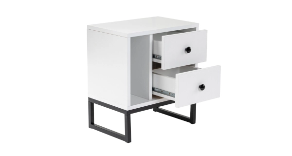 Noční stolek POLSAR, bílá/černá