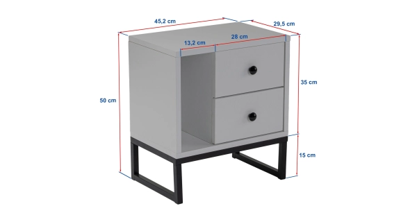 Noční stolek POLSAR, bílá/černá