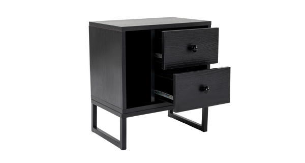 Noční stolek POLSAR, černé dřevo/černá