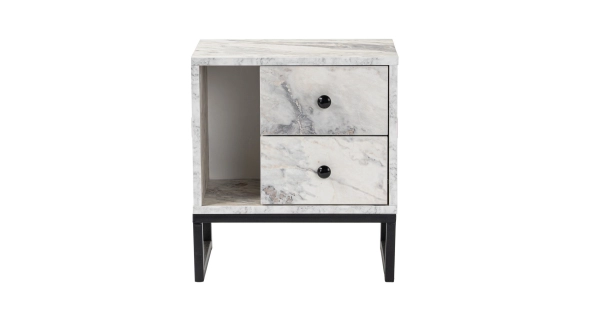 Noční stolek POLSAR, mramor/černá