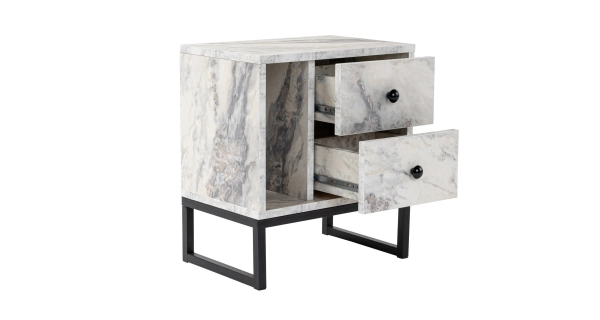 Noční stolek POLSAR, mramor/černá