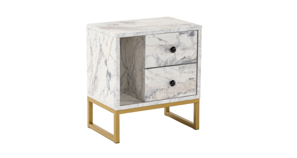 Noční stolek POLSAR, mramor/zlatá