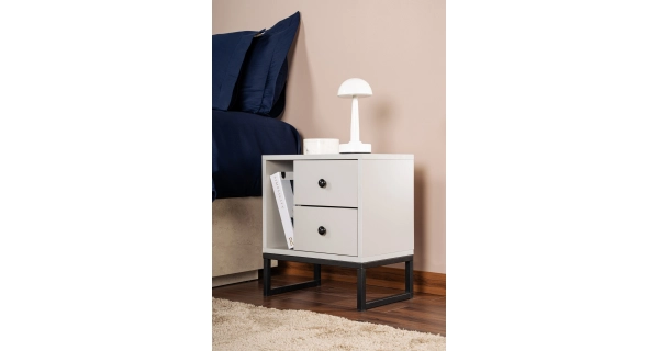 Noční stolek POLSAR, šedá/černá