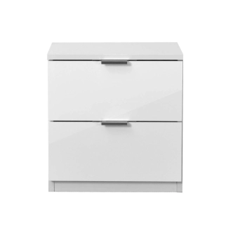 Noční stolek SASANKA 2F, bílá/bílý lesk