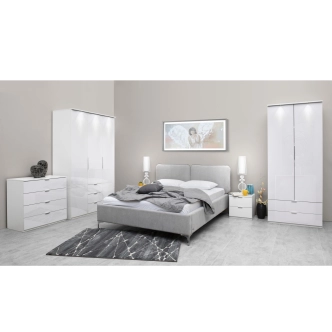 Noční stolek SASANKA 2F, bílá/bílý lesk