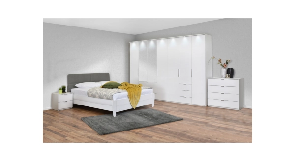 Noční stolek SASANKA 2F, bílá/bílý lesk