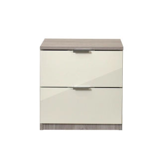 Noční stolek SASANKA 2F, dub nordic/písek lesk