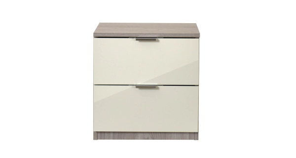 Noční stolek SASANKA 2F, dub nordic/písek lesk