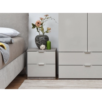 Noční stolek SASANKA 2F, dub nordic/písek lesk