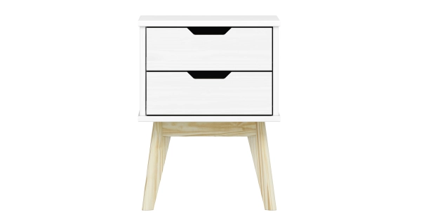 Noční stolek SIMIR 2S, masiv borovice/bílý lak