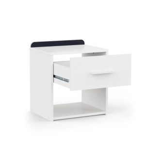 Noční stolek SOLMEN se zásuvkou, bílá/modrá nebo meruňková