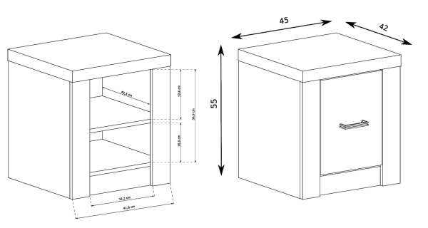 Noční stolek SWED pravý, jasan bílý
