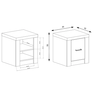 Noční stolek SWED pravý, jasan tmavý