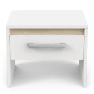 Noční stolek TODY se zásuvkou, bílá /dub kronberg