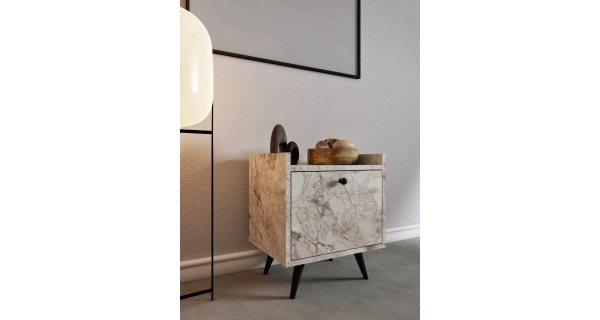 Noční stolek VALFIR, mramor